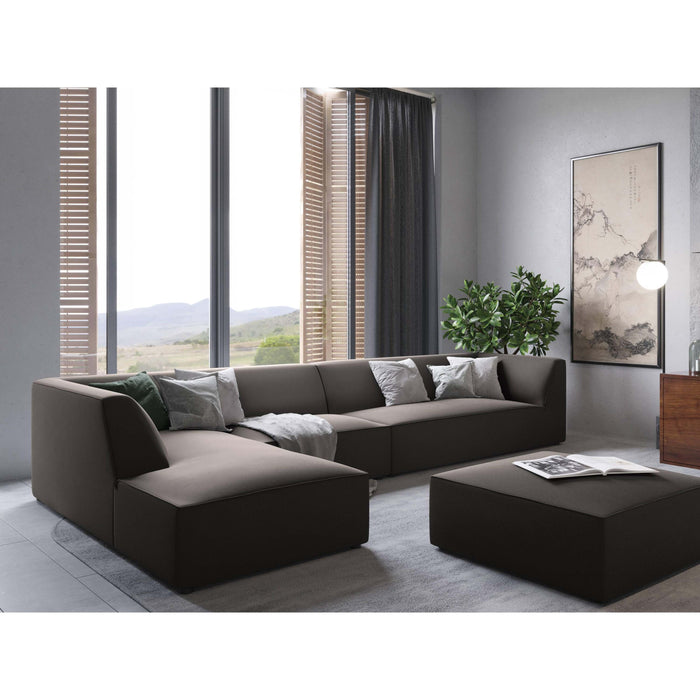 Windsor & Co Sao Hoekbank met Chaise Longue Links - 5-zits - Velvet - Donkergrijs