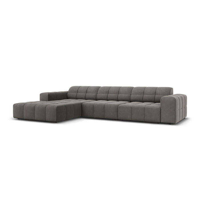 Cosmopolitan Design Chicago Hoekbank met Chaise Longue Links - Velvet - Grijs