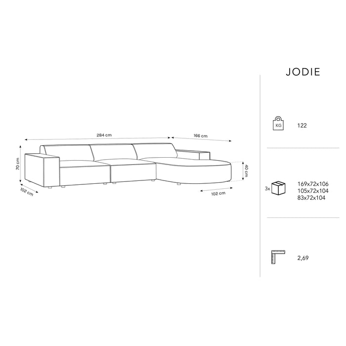 Micadoni Jodie Hoekbank Rechts Afgerond 4-zits - Bouclé - Wit