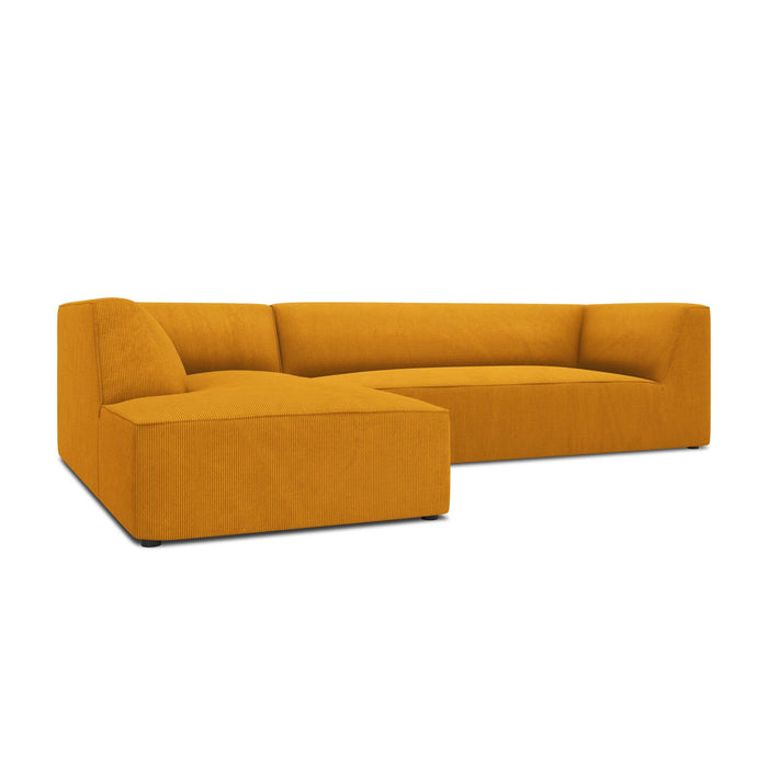 Windsor & Co Sao Hoekbank met Chaise Longue Links - 4-zits - Ribstof - Okergeel