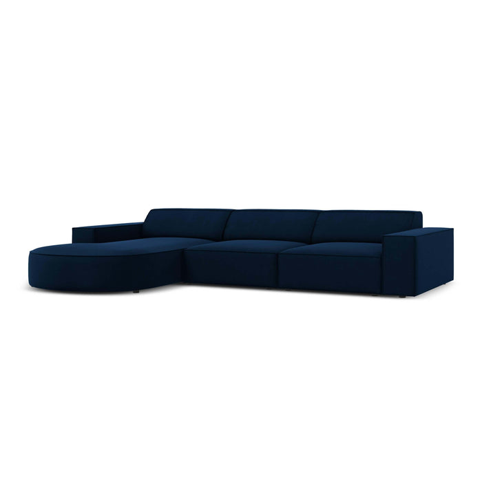 Micadoni Jodie Hoekbank Links Afgerond 4-zits - Fluweel - Donkerblauw