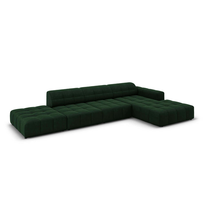 Cosmopolitan Design Chicago Hoekbank met Chaise Longue Rechts - Links Open - Velvet - Flessengroen