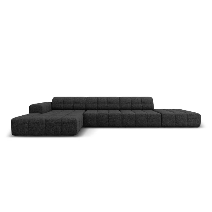 Cosmopolitan Design Chicago Hoekbank met Chaise Longue Links - Rechts Open - Chenille - Zwart