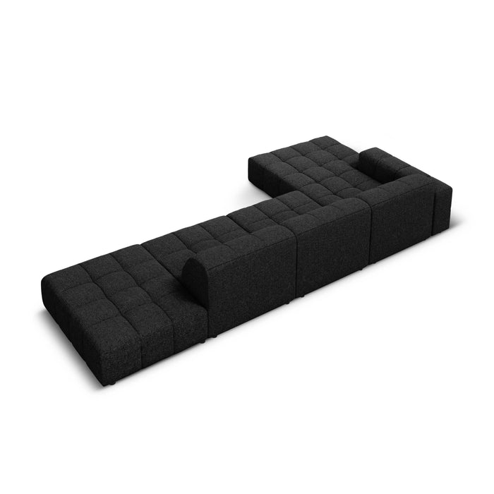 Cosmopolitan Design Chicago Hoekbank met Chaise Longue Links - Rechts Open - Chenille - Zwart