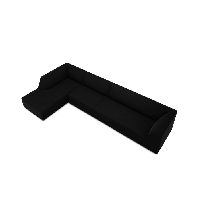 Windsor & Co Sao Hoekbank met Chaise Longue Links - 5-zits - Velvet - Zwart