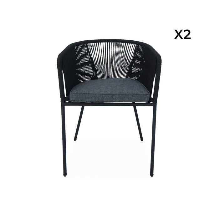 sweeek - Tuinstoel van touw en gegalvaniseerd staal (set van 2)