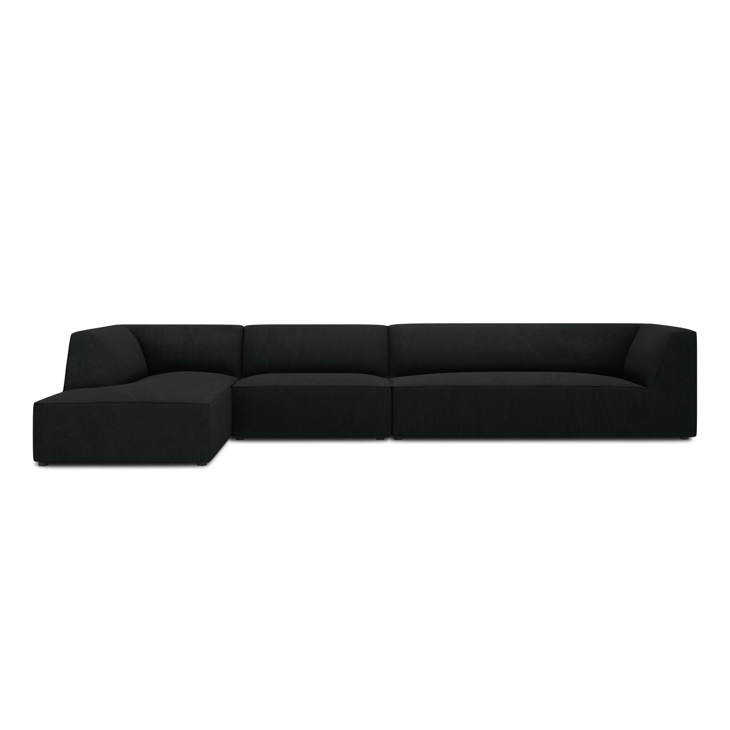 Windsor & Co Sao Hoekbank met Chaise Longue Links - 5-zits - Ribstof - Zwart