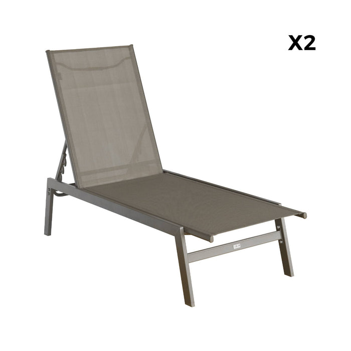 sweeek - Ligstoelen met meerdere posities textileen en metaal (set van