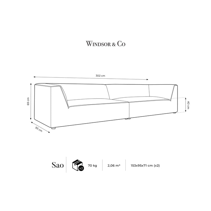 Windsor & Co Sao 4-zitsbank - Velvet - Koningsblauw