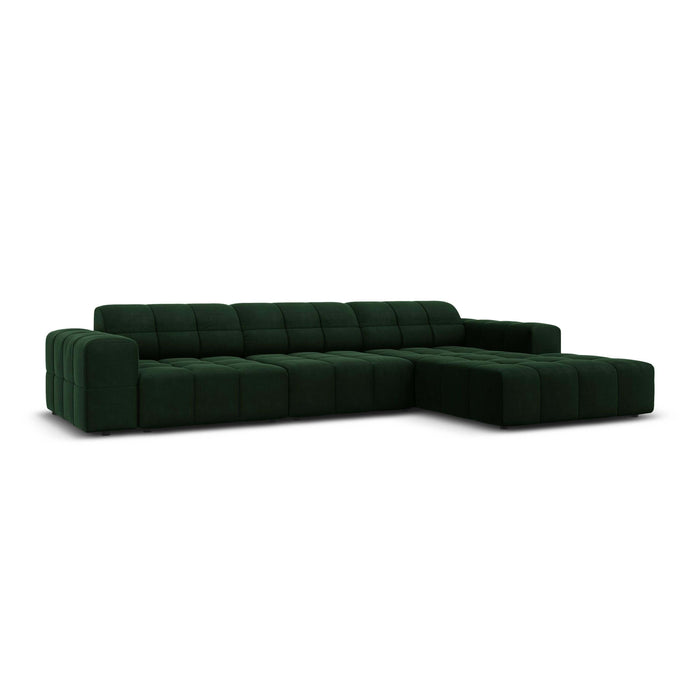 Cosmopolitan Design Chicago Hoekbank met Chaise Longue Rechts - Velvet - Flessengroen