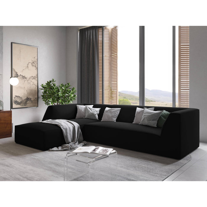 Windsor & Co Sao Hoekbank met Chaise Longue Links - 4-zits - Velvet - Zwart