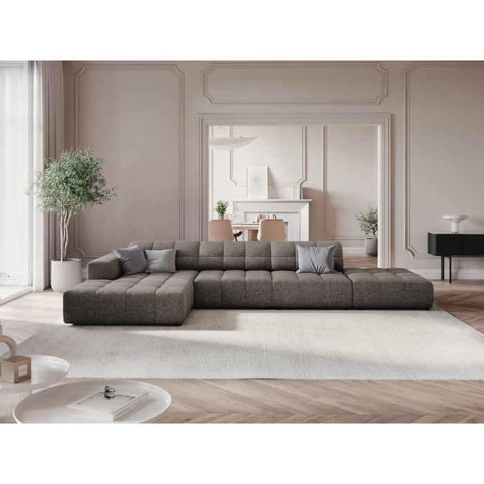 Cosmopolitan Design Chicago Hoekbank met Chaise Longue Links - Rechts Open - Chenille - Lichtgrijs