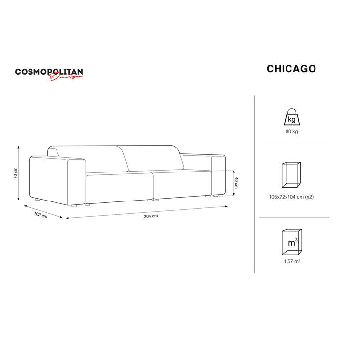 Cosmopolitan Design Chicago 3-zitsbank  - Velvet - Crème