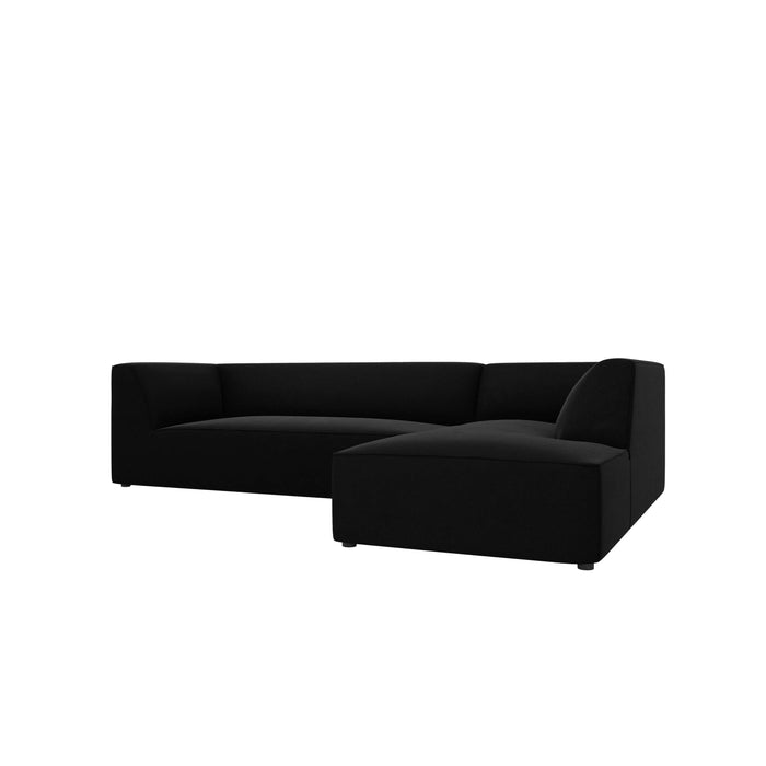 Windsor & Co Sao Hoekbank met Chaise Longue Rechts - 4-zits - Velvet - Zwart