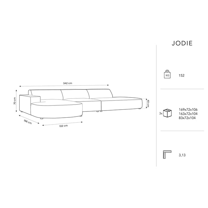 Micadoni Jodie Hoekbank Links Afgerond - Rechts Open 5-zits - Bouclé - Wit