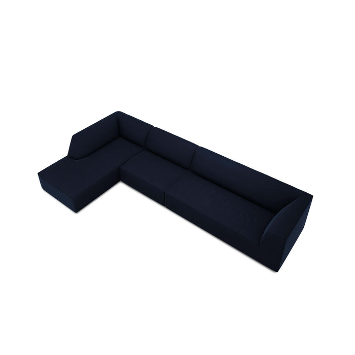 Windsor & Co Sao Hoekbank met Chaise Longue Links - 5-zits - Velvet - Koningsblauw