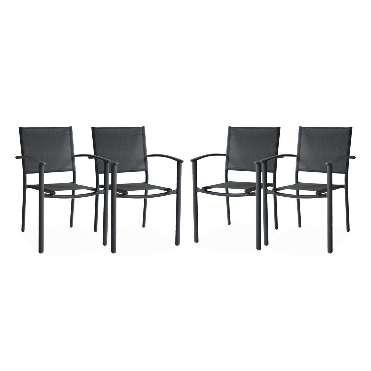 sweeek - Stapelbare tuinstoelen in aluminium en textilene (set van 4)