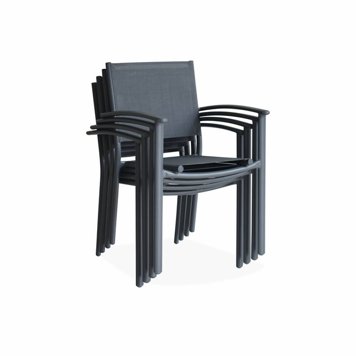 sweeek - Stapelbare tuinstoelen in aluminium en textilene (set van 4)