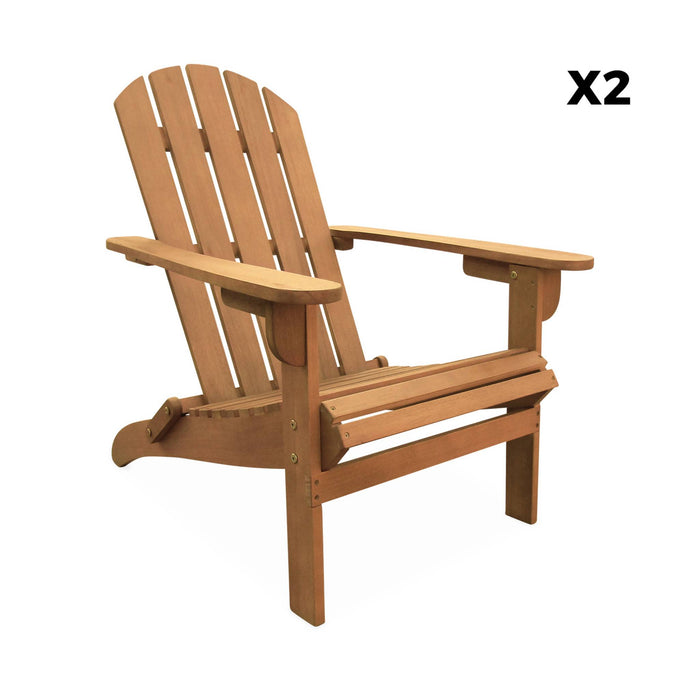 sweeek - Set van 2 eucalyptus houten tuinstoelen, 89x73,5x94cm