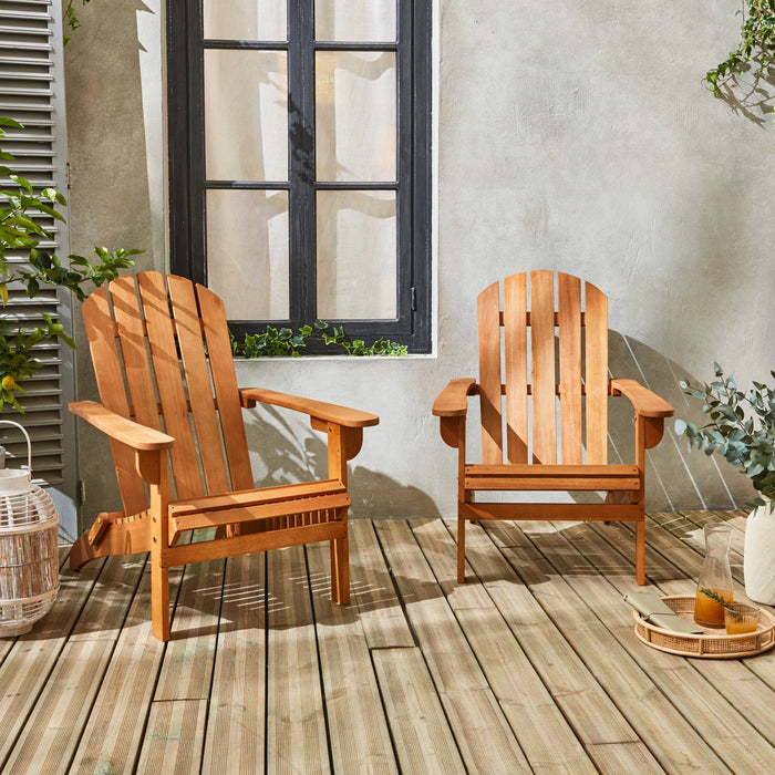 sweeek - Set van 2 eucalyptus houten tuinstoelen, 89x73,5x94cm