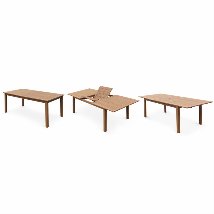sweeek - Uitschuifbare houten tuintafel, 8 stoelen