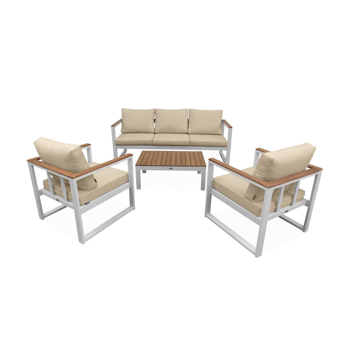 sweeek - Houten en aluminium loungeset voor 5 personen