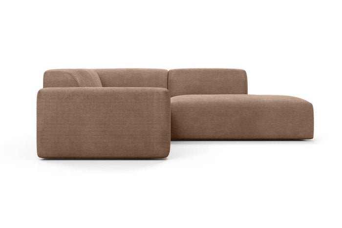 NADUVI Collection Nina Big Hoekbank Rechts - Ribstof - Hazelnootbruin
