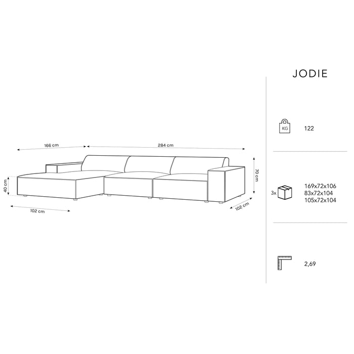 Micadoni Jodie Hoekbank Links 4-zits - Chenille - Kiezelgrijs
