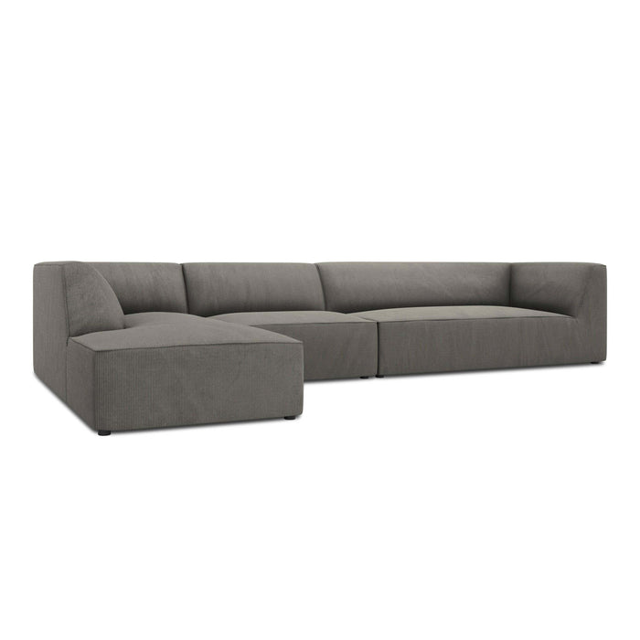 Windsor & Co Sao Hoekbank met Chaise Longue Links - 5-zits - Ribstof - Lichtgrijs