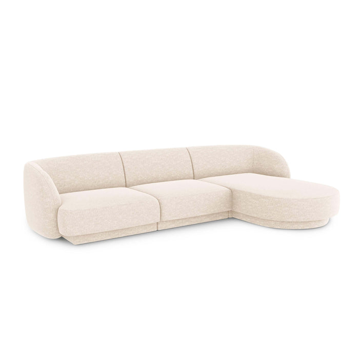 Micadoni Miley Hoekbank met Chaise Longue Rechts - Chenille - Crème