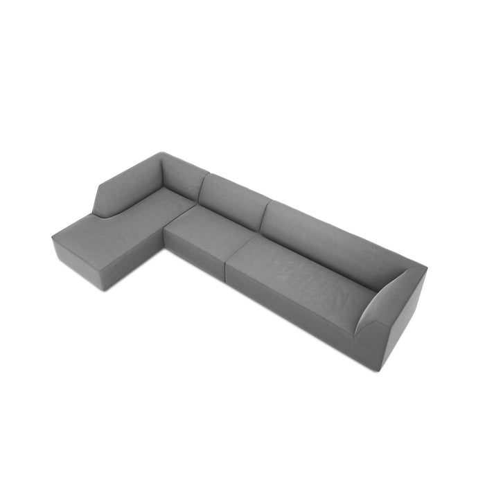 Windsor & Co Sao Hoekbank met Chaise Longue Links - 5-zits - Velvet - Grijs