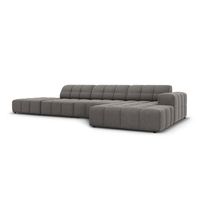 Cosmopolitan Design Chicago Hoekbank met Chaise Longue Rechts - Links Open - Velvet - Grijs