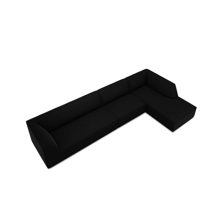 Windsor & Co Sao Hoekbank met Chaise Longue Rechts - 5-zits - Velvet - Zwart