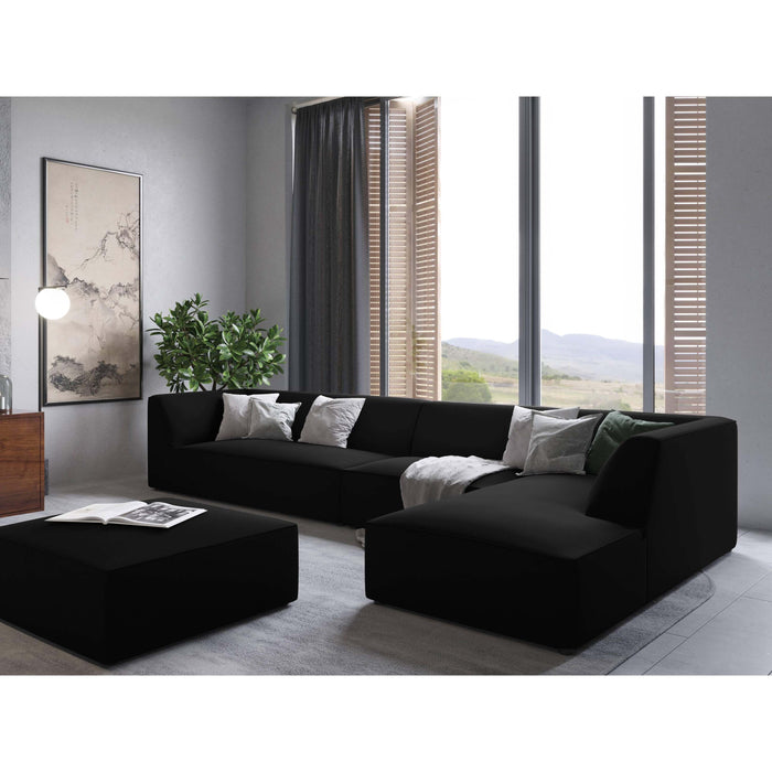 Windsor & Co Sao Hoekbank met Chaise Longue Rechts - 5-zits - Velvet - Zwart
