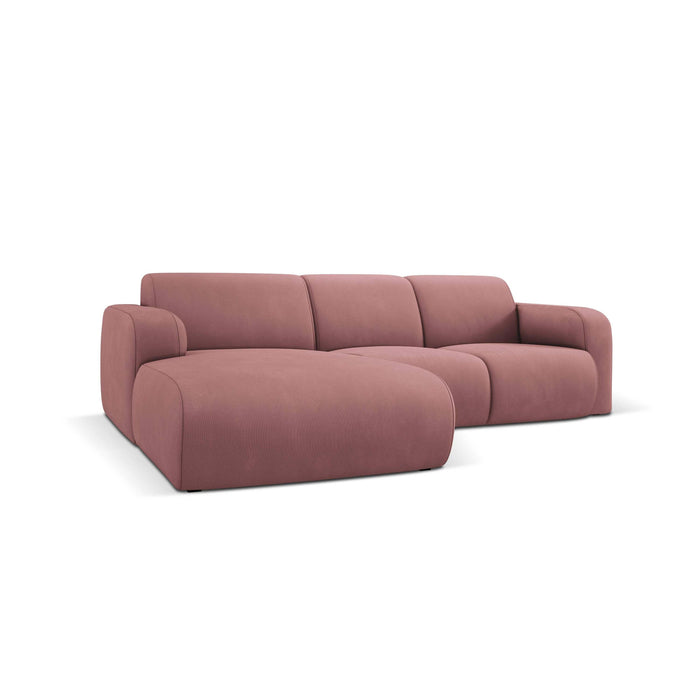 Windsor & Co Lola Hoekbank met Chaise Longue Links - Chenille - Roze