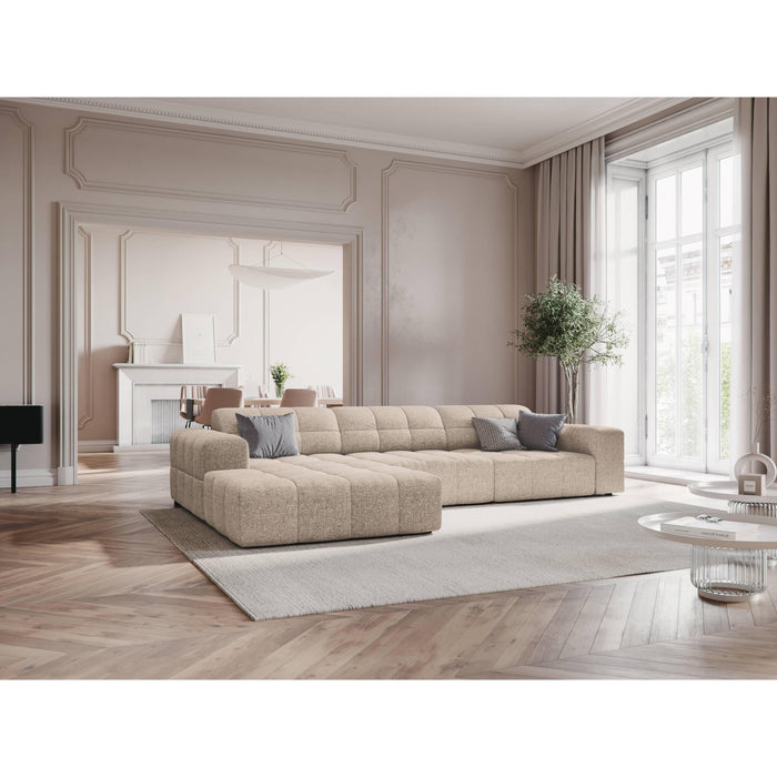 Cosmopolitan Design Chicago Hoekbank met Chaise Longue Links - Chenille - Lichtbeige