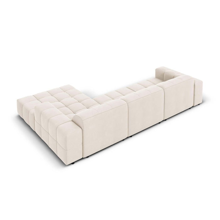 Cosmopolitan Design Chicago Hoekbank met Chaise Longue Rechts - Velvet - Crème