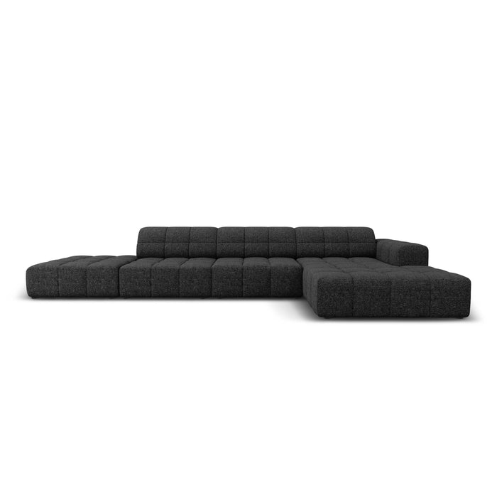 Cosmopolitan Design Chicago Hoekbank met Chaise Longue Rechts - Links Open - Chenille - Zwart