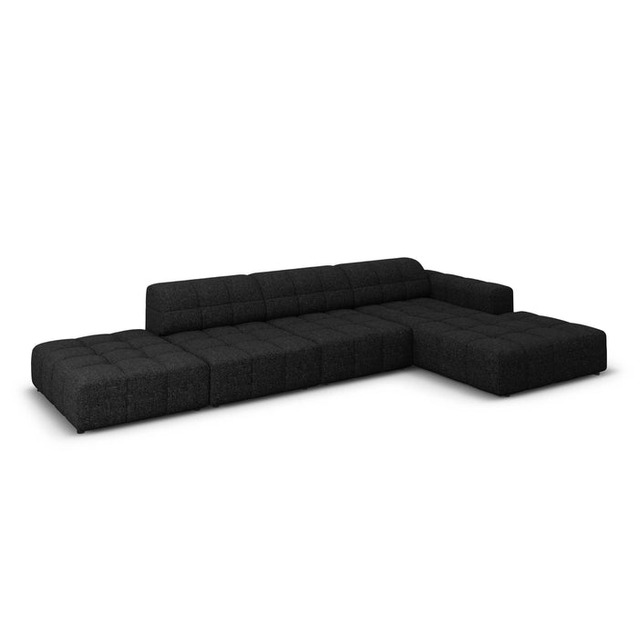 Cosmopolitan Design Chicago Hoekbank met Chaise Longue Rechts - Links Open - Chenille - Zwart