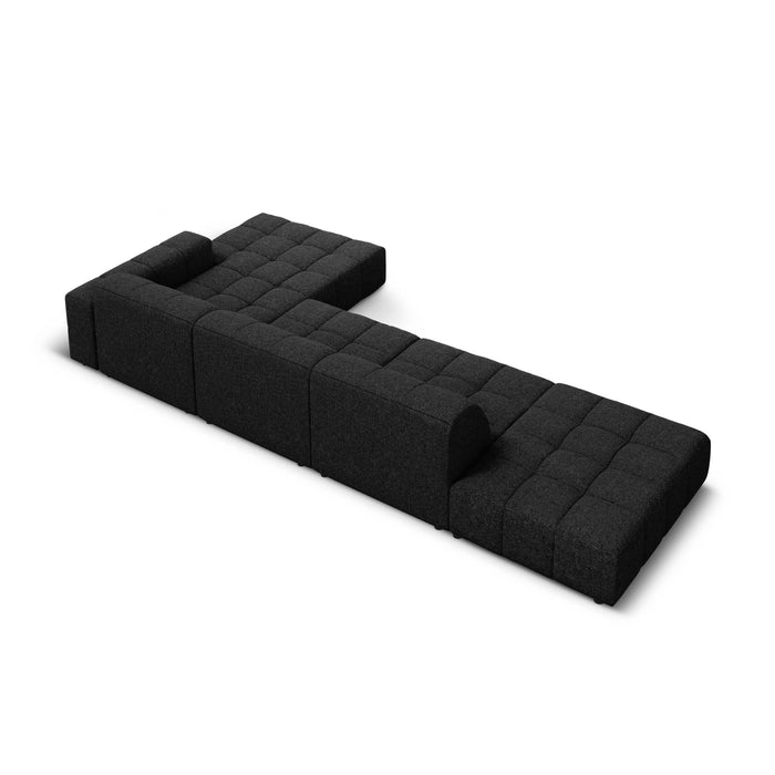 Cosmopolitan Design Chicago Hoekbank met Chaise Longue Rechts - Links Open - Chenille - Zwart