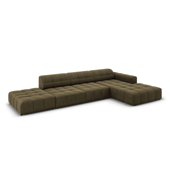 Cosmopolitan Design Chicago Hoekbank met Chaise Longue Rechts - Links Open - Velvet - Olijfgroen