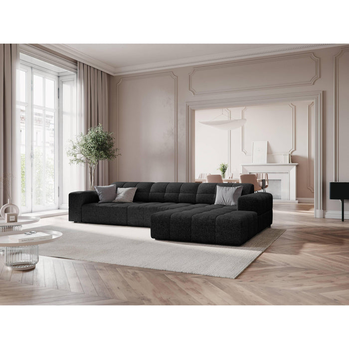 Cosmopolitan Design Chicago Hoekbank met Chaise Longue Rechts - Chenille - Zwart