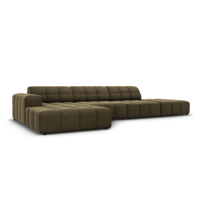 Cosmopolitan Design Chicago Hoekbank met Chaise Longue Links - Rechts Open - Velvet - Olijfgroen