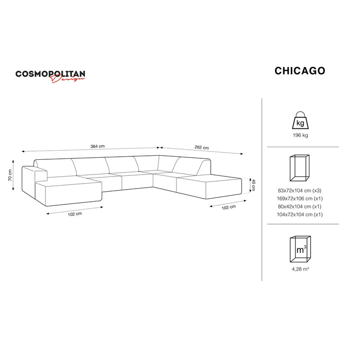 Cosmopolitan Design Chicago U-bank - Hoek Rechts - Velvet - Olijfgroen