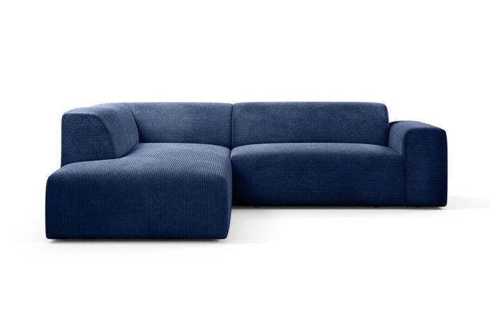 NADUVI Collection Nina Big Hoekbank Links - Ribstof - Donkerblauw