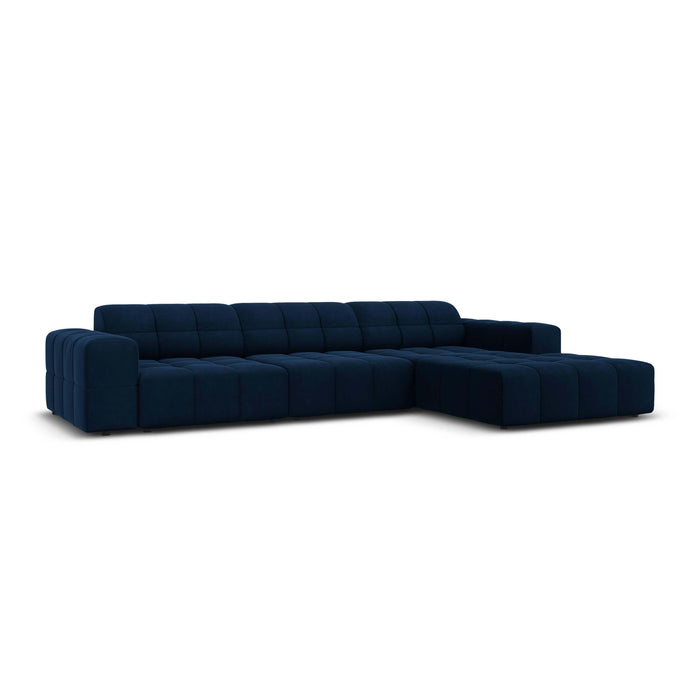 Cosmopolitan Design Chicago Hoekbank met Chaise Longue Rechts - Velvet - Koningsblauw