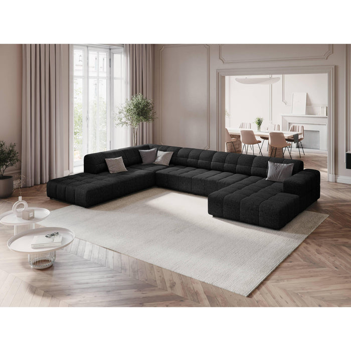 Cosmopolitan Design Chicago U-bank - Hoek Links - Chenille - Zwart