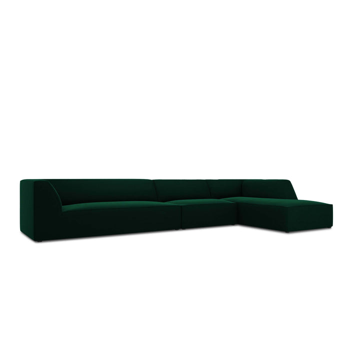 Windsor & Co Sao Hoekbank met Chaise Longue Rechts - 5-zits - Velvet - Flessengroen