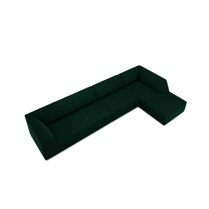Windsor & Co Sao Hoekbank met Chaise Longue Rechts - 5-zits - Velvet - Flessengroen