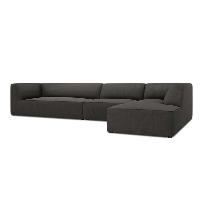 Windsor & Co Sao Hoekbank met Chaise Longue Rechts - 5-zits - Ribstof - Donkergrijs